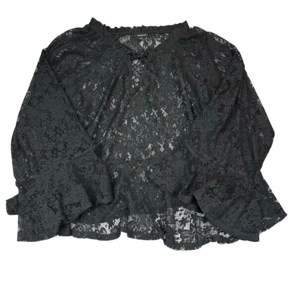 Torrid Lace Peplum Deep Black Long-Sleeve Top Size 2X - Picture 5 of 8